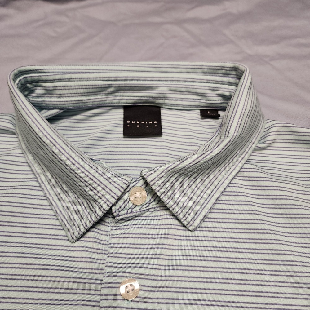 Dunning‎ Mens Striped Performance Polo Green Size Large